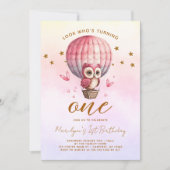 Chouette arc-en-ciel 1er anniversaire Invitation (Devant)