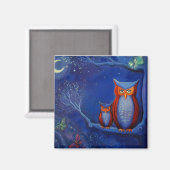 Chouette Art Magnet "La forêt à la nuit" (Recto/Verso)
