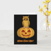 Chouette Assis Sur Carte Citrouille (Fleur jaune)