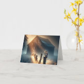 Chouette assise sur une clôture de ferme Carte de  (Fleur jaune)