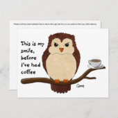 Chouette au café - Carte postale (Devant / Derrière)