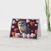 Chouette aux Coeurs Fuzzy Carte Saint-Valentin (Devant)