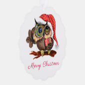 Chouette avec cadeaux Carte d'ornement de Noël (Droite)