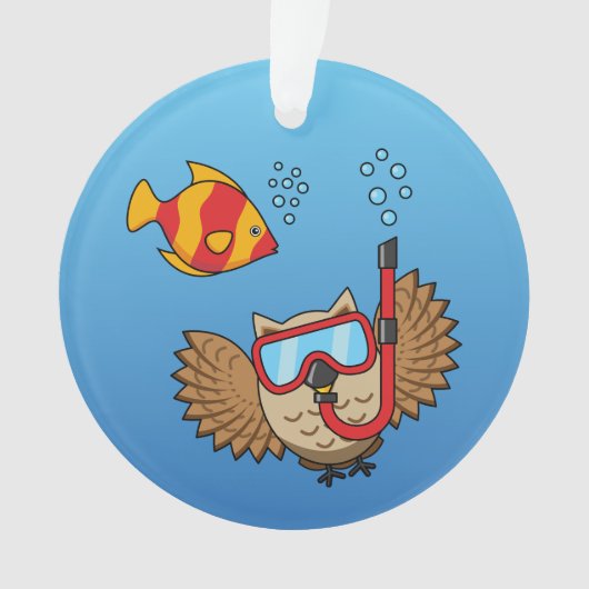 Chouette avec masque tuba et poisson tropical (devant)
