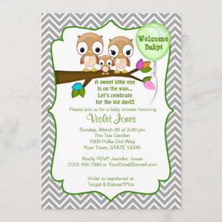 Chouette bébé douche Invitations bébé maman papa