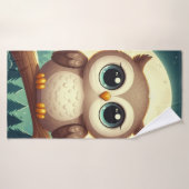 Chouette bébé la nuit avec lune (Serviette de bain)