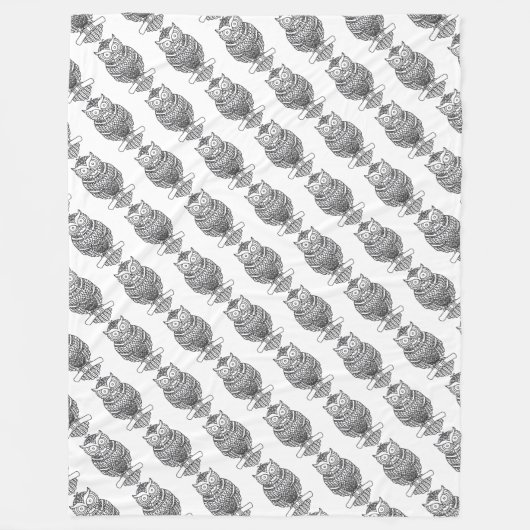 Chouette (blanche) - Couverture en polaire (Devant)