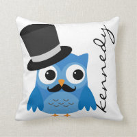 Chouette bleue avec Moustache et Coussin de chapea