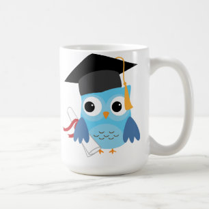 Chouette bleue avec Mug de diplôme
