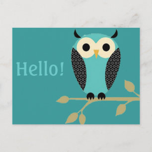 Chouette Bleue sur membre Bonjour carte postale