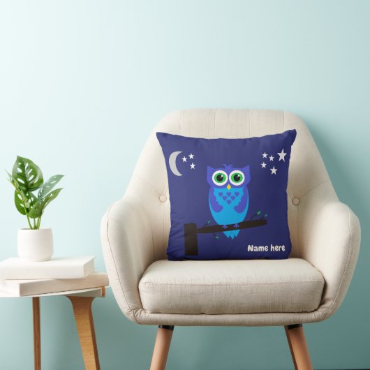 Chouette bleue sur un coussin bleu (Chaise)
