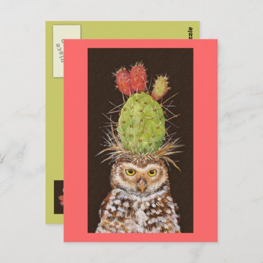 chouette bractée avec carte postale casquette cact (Devant / Derrière)