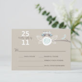 Chouette Brown Mariage Whimsical Sur Carte RSVP Br (Debout devant)