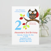 Chouette Brown mignonne Invitation d'anniversaire (Debout devant)
