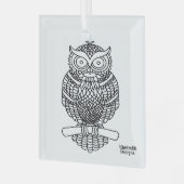 Chouette (carré blanc) - Ornement en verre (Avant gauche)