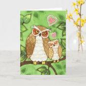 Chouette - Carte de voeux mignonne (Fleur jaune)