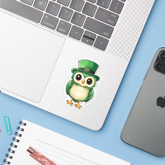Chouette Chouette Sticker de jour St. Patrick (Ordinateur portable avec iPhone)