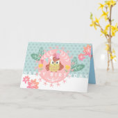 Chouette colorée Bonne carte d'anniversaire (Fleur jaune)