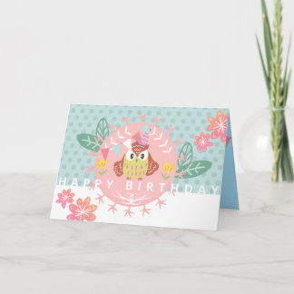 Chouette colorée Bonne carte d'anniversaire