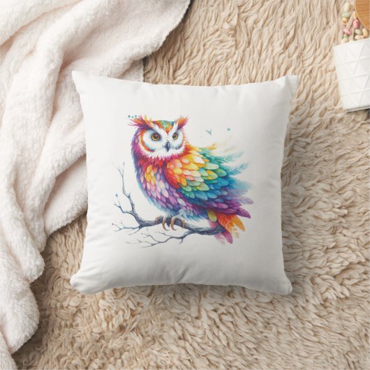 Chouette colorée Coussin (Couverture)