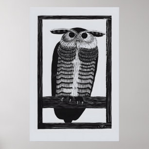 Chouette cornue A3 A4 Impression d'art fine. Natur