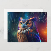 Chouette dans la pluie Vivid Art carte postale (Devant / Derrière)