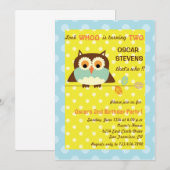 Chouette dans une branche - Invitations d'annivers (Devant / Derrière)