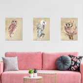 Chouette d'aquarelle Faune Bois Ferme (Salon)