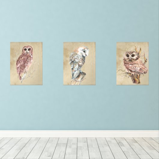 Chouette d'aquarelle Faune Bois Ferme (Parquet)