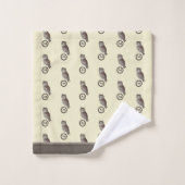 Chouette d'aquarelle rustique Monogramme Nom Crème (Gant de toilette)