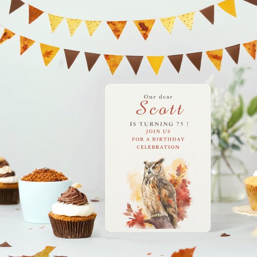 Chouette d'automne - Carte d'invitation d'annivers