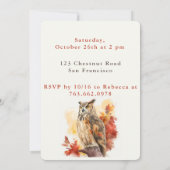 Chouette d'automne - Carte d'invitation d'annivers (Dos)