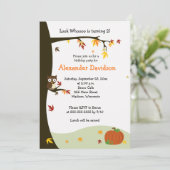 Chouette d'automne dans l'arbre Invitation d'anniv (Debout devant)