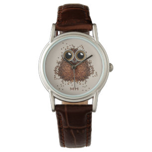 Chouette de café montres monogrammes personnalisée