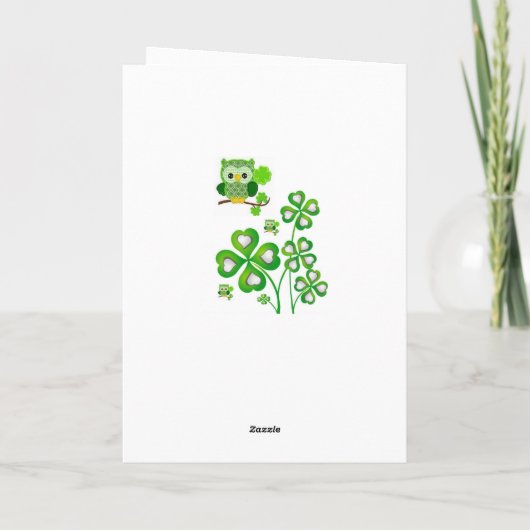 Chouette de carte de voeux Saint Patrick (Dos)