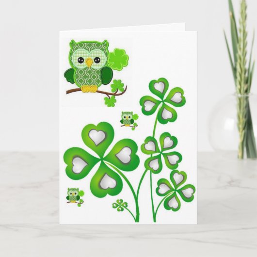 Chouette de carte de voeux Saint Patrick (Devant)
