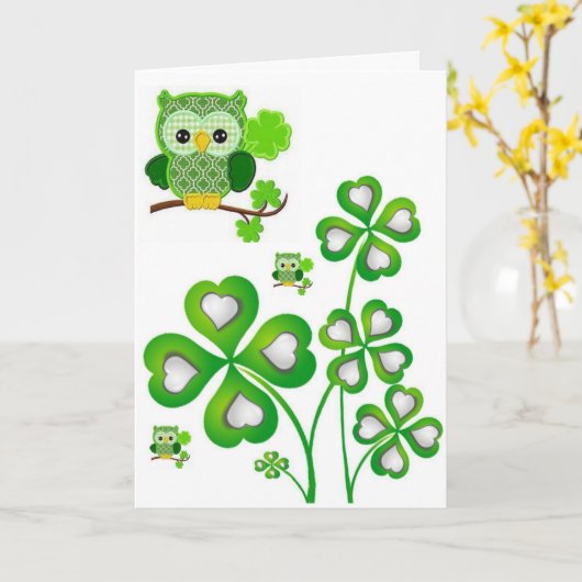 Chouette de carte de voeux Saint Patrick (Fleur jaune)
