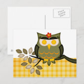 Chouette de carte postale dans l'arbre (Devant / Derrière)