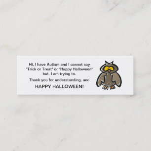 Chouette de l'autisme d'Halloween ou cartes de tra
