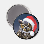 Chouette de Noël - Aimant rond standard de 2¼ pouc (Recto/Verso)