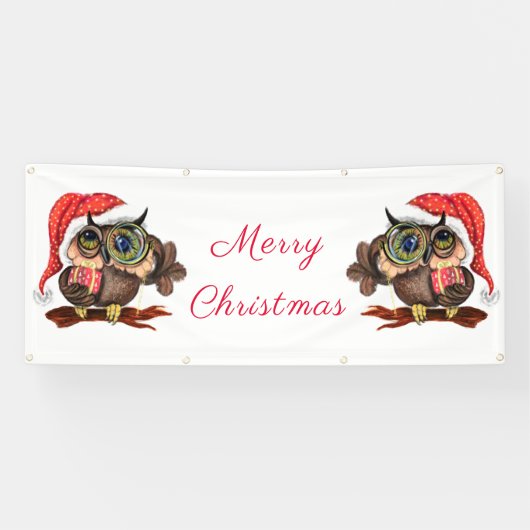 Chouette de Noël avec bannière cadeau (Horizontal)