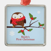 Chouette de Noël Premier Ornement personnalisé (Devant)
