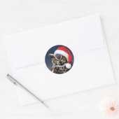 Chouette de Noël - Sticker rond classique, brillan (Enveloppe)