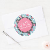 Chouette de nuit rose et bleu Stickers personnalis (Enveloppe)