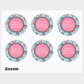 Chouette de nuit rose et bleu Stickers personnalis (Feuille)