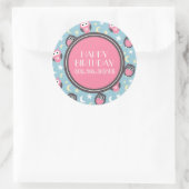 Chouette de nuit rose et bleu Stickers personnalis (Sac)