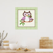 Chouette de printemps mignonne sur une affiche de (Cuisine)