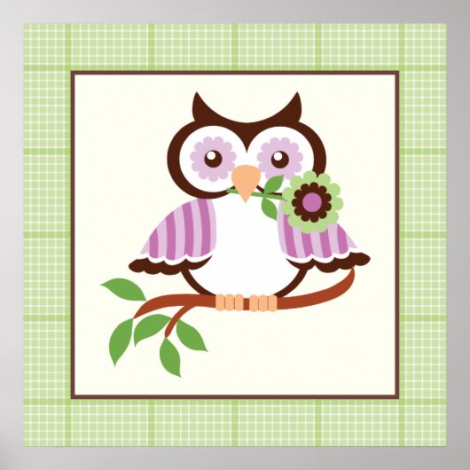 Chouette de printemps mignonne sur une affiche de (Devant)