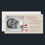 Chouette de vacances Faire-part de naissance bébé<br><div class="desc">Présentez votre cadeau de vacances le plus doux au monde avec ce faire-part de naissance de Chouette de Vacances par berryberrysweet.com. Timbre et étiquettes de adresse correspondants également disponibles.</div>