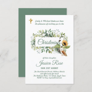 Chouette des bois Christening Invitations Baptême